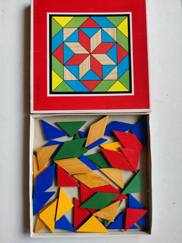 Game vintage painted wooden mosaic