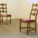 Vintage 1960s Danish brutalist ladderback oak chairs in the style of Kjærnulf