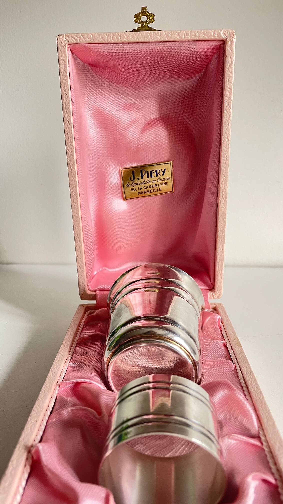 Silver-plated glass and napkin ring by UDNER