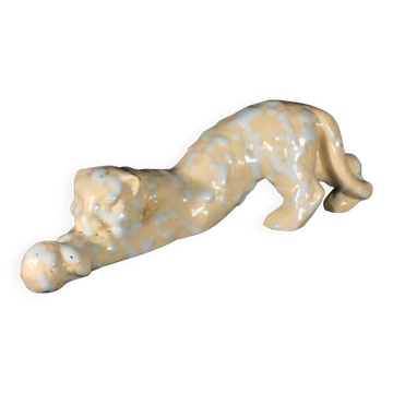 Art Deco Panthere / Cat sculpture in signed ceramic, Domien Ingels style