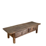 Table basse de ferme rustique ancienne en chêne