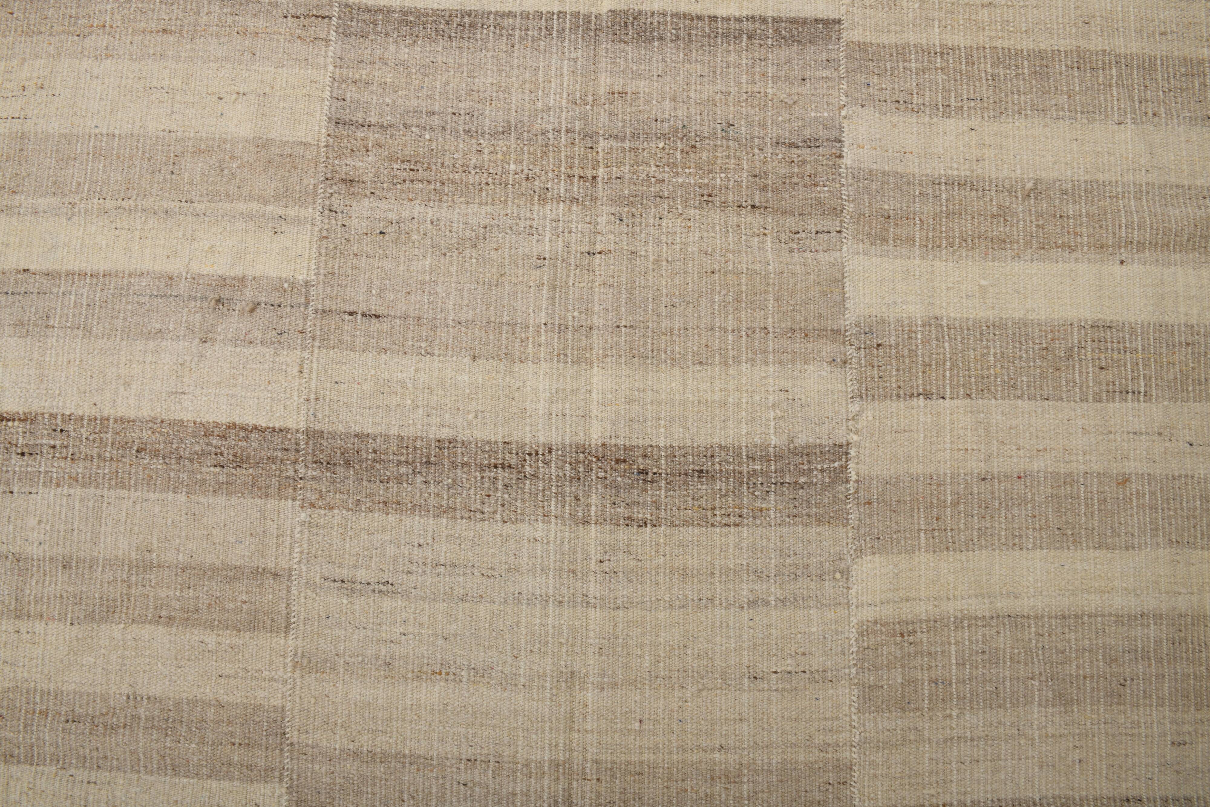 7x10 Beige & Brown Ethnic Kilim Rug 220x301Cm SK 35391