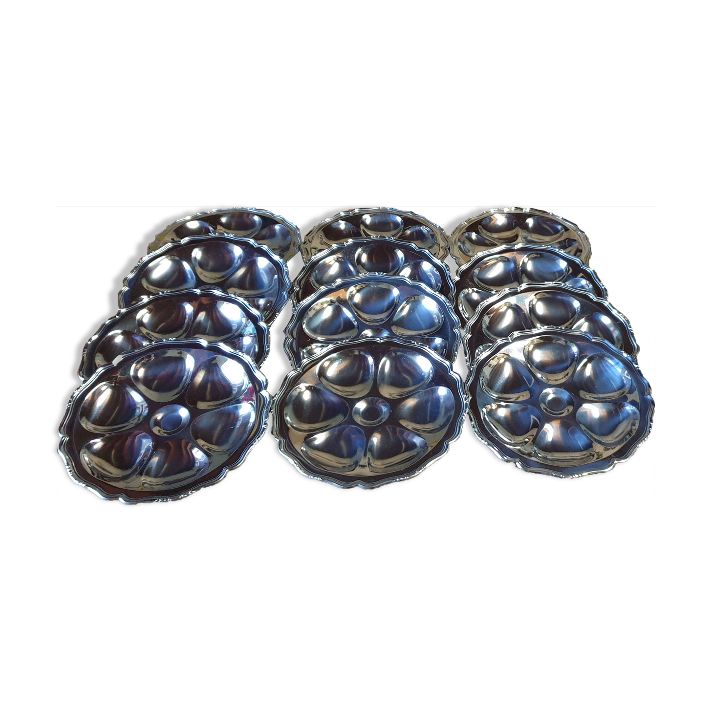 12 stainless steel oyster plates