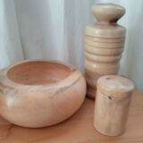 Turned wooden pot set
