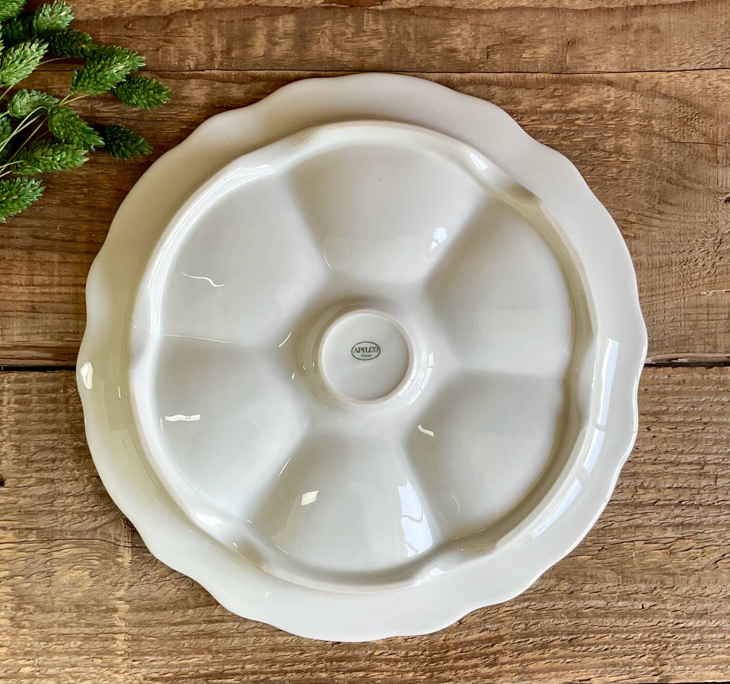 2 Apilco France porcelain oyster plates