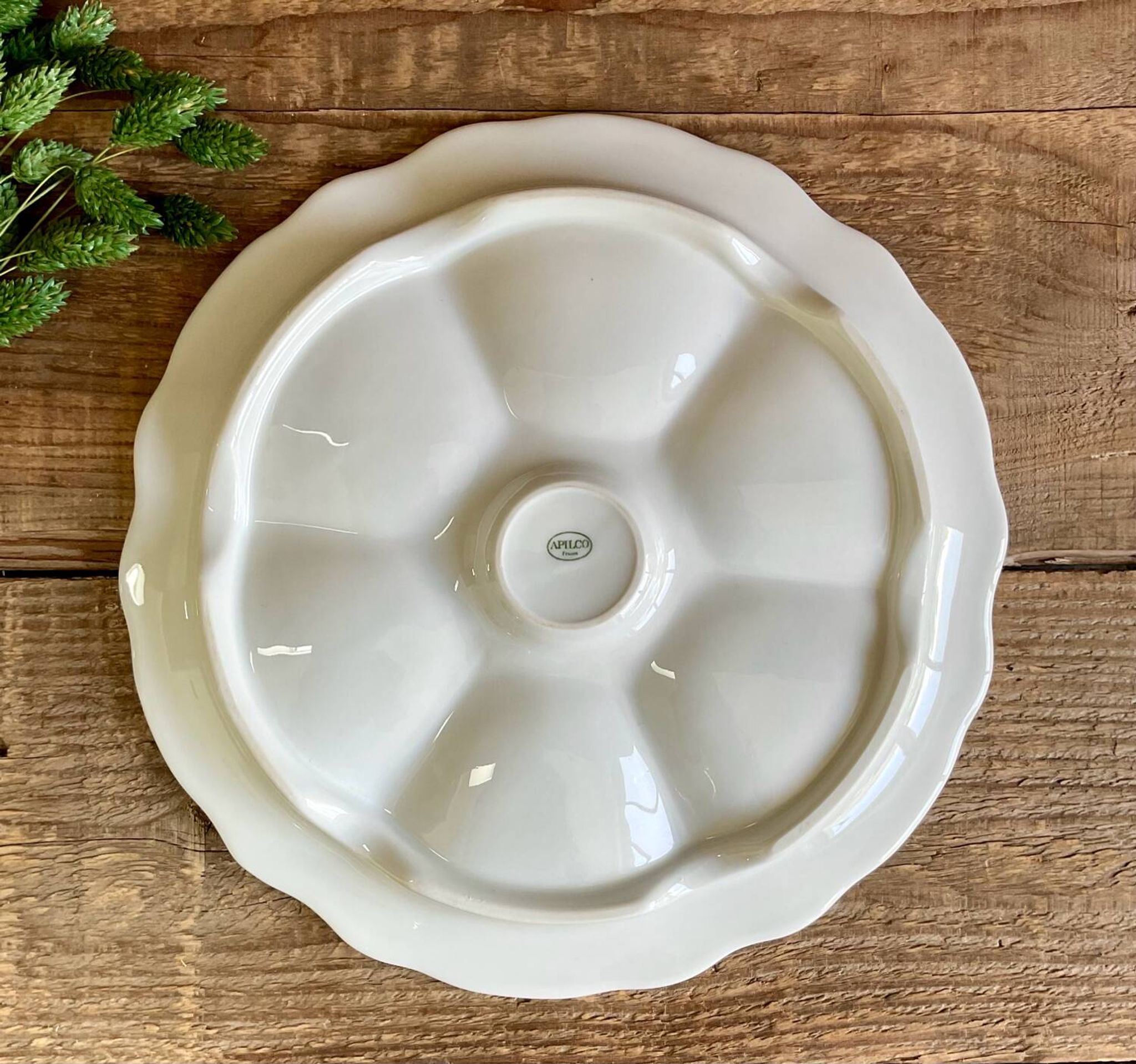2 assiettes à huîtres porcelaine  Apilco France