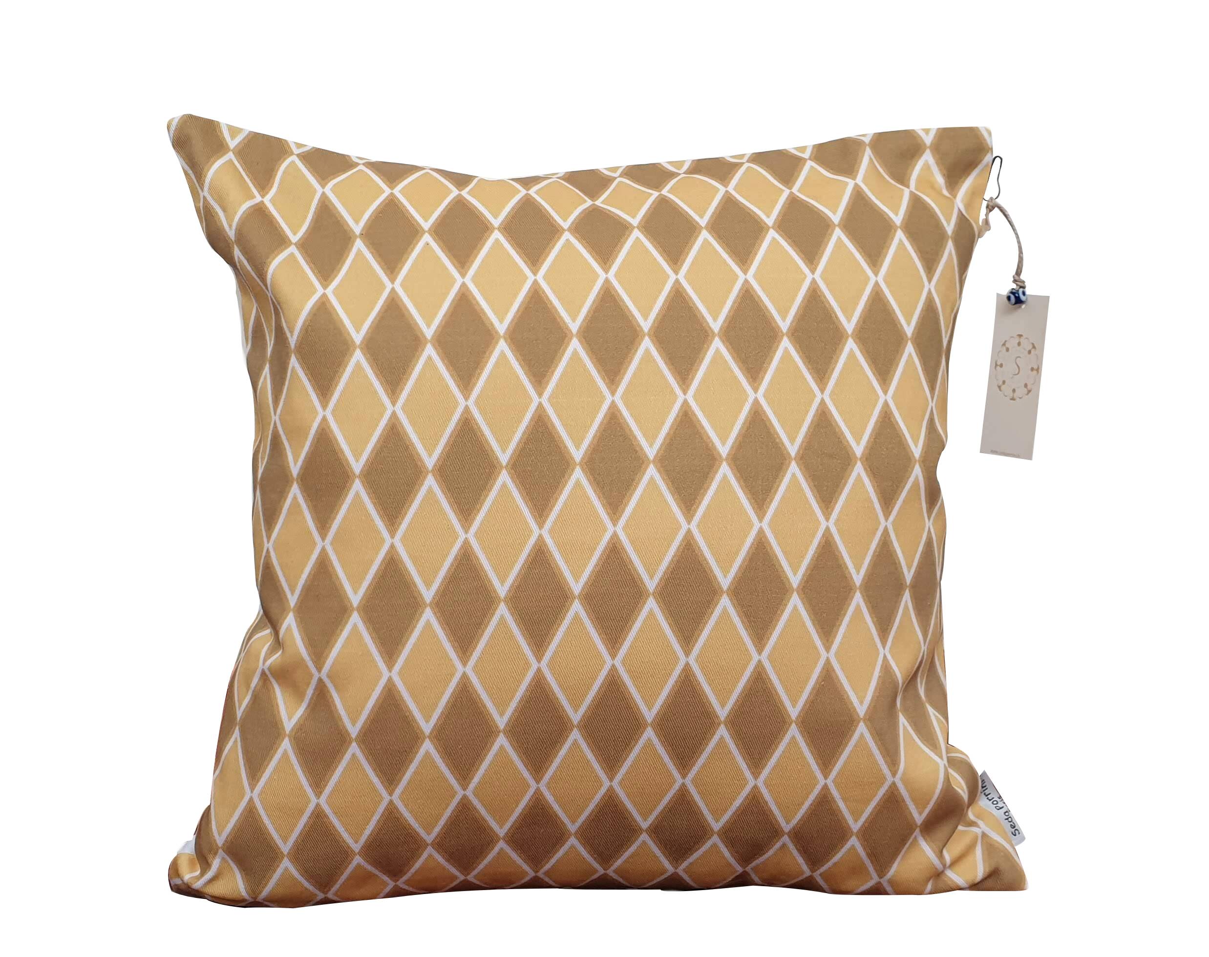 Housse de coussin motif géométrique ambre - 40 x 40