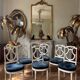 Set of 6 lyre chairs from the Napoleonic III period in painted wood in the Louis XVI style.