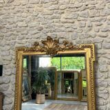 Miroir à fronton doré à la feuille d’or 164cm/99,5cm trumeau