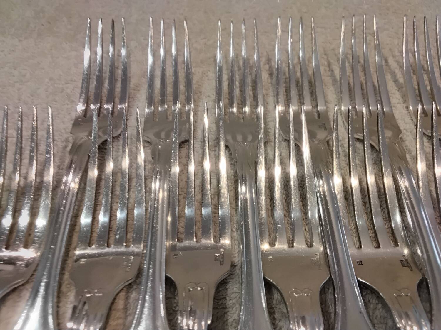 12 silver-plated table forks by Christofle Vendôme