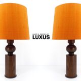 Pair of Scandinavian pine table lamps by Uno Kristiansson for Luxus