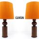 Pair of Scandinavian pine table lamps by Uno Kristiansson for Luxus