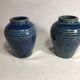 Lot of 2 old vases blue ceramic 70s