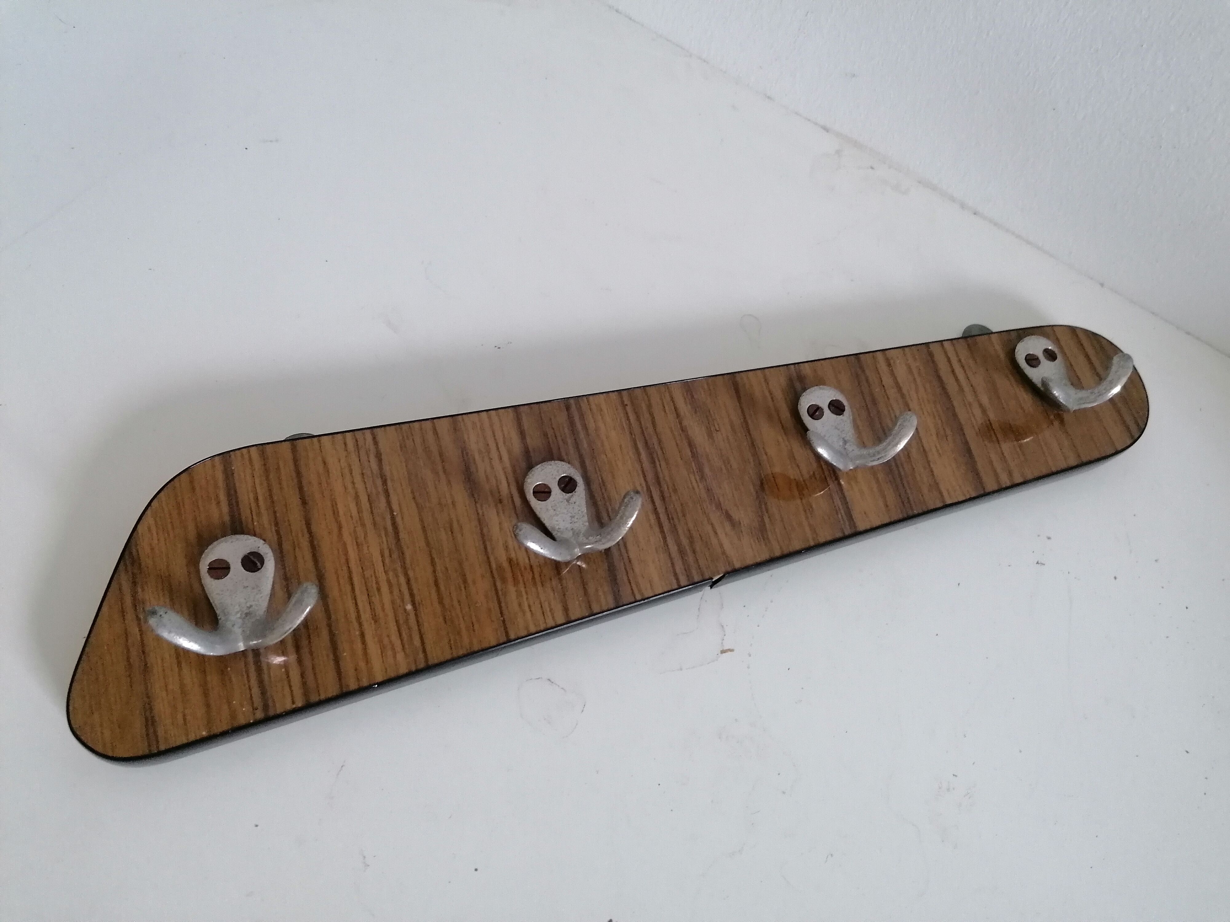 Towel rack formica hooks aluminum free form vintage