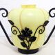 Art Deco transition glass and wrought iron vase
