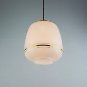 Vintage White Glass Gold Accented Mid-Century Modern Lamp