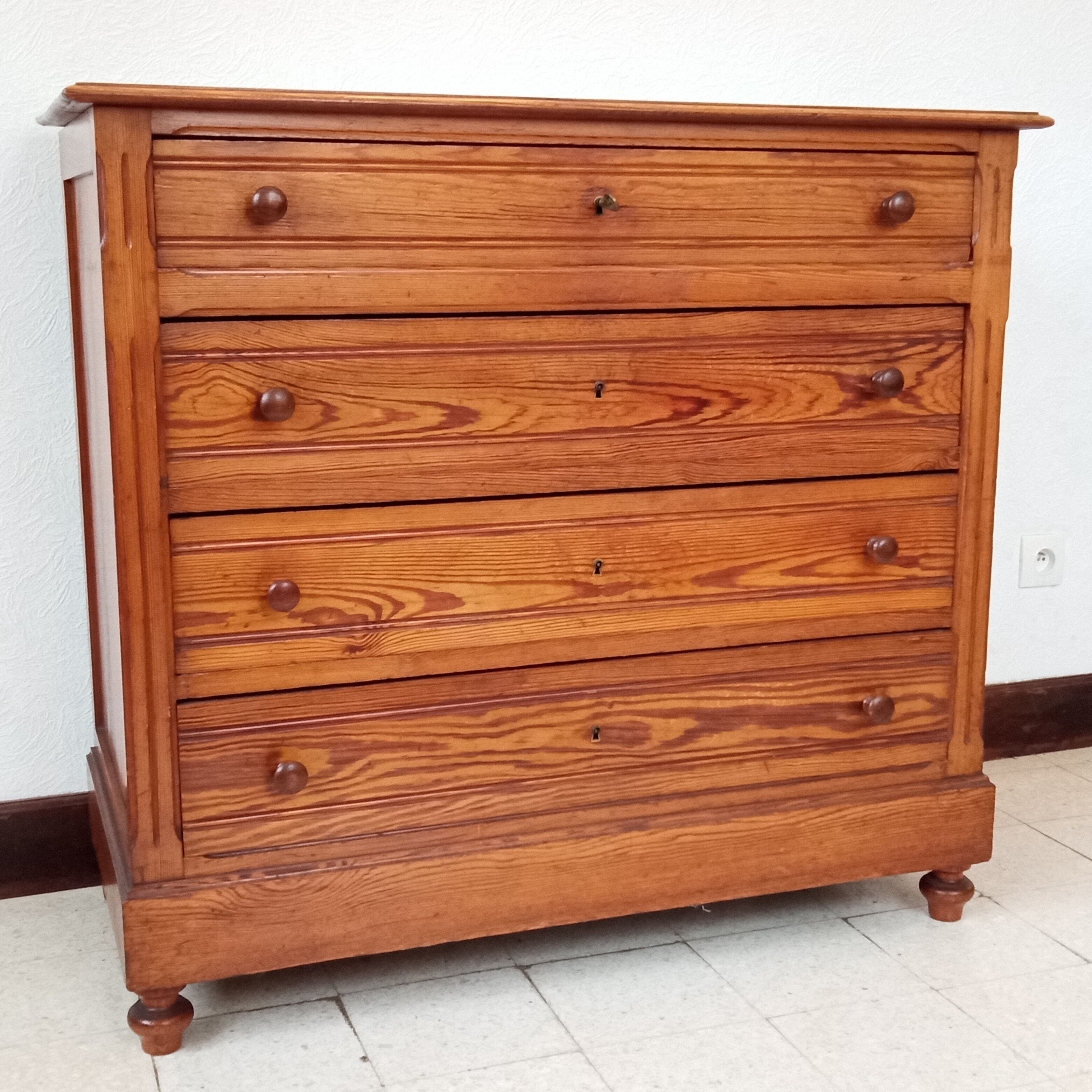 Antique pitchpin chest of drawers