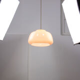 Mid-century Pink Glass & Brass Pendant Lamp