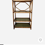 Rattan bookcase shelf - and glass - vintage