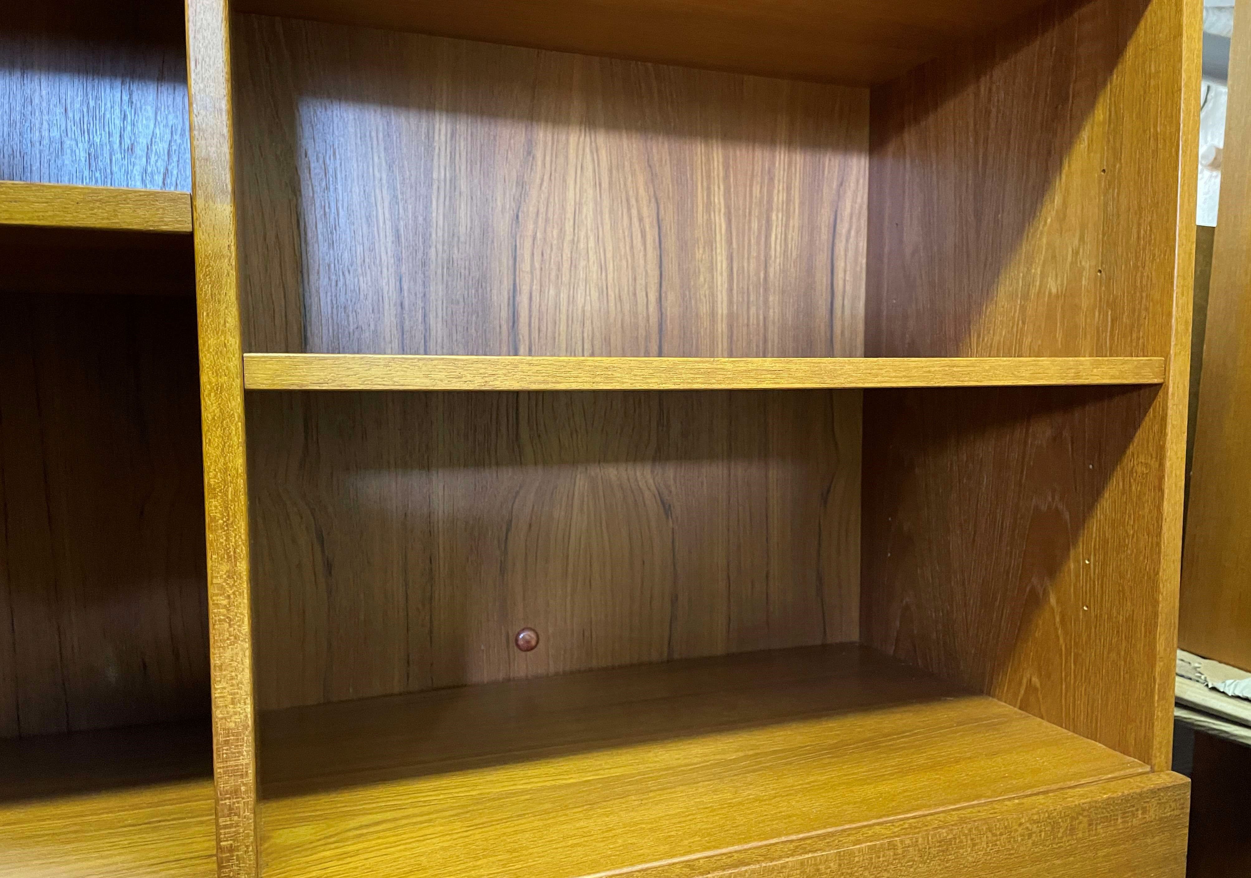 Large vintage Scandinavian teak bookcase, 60s