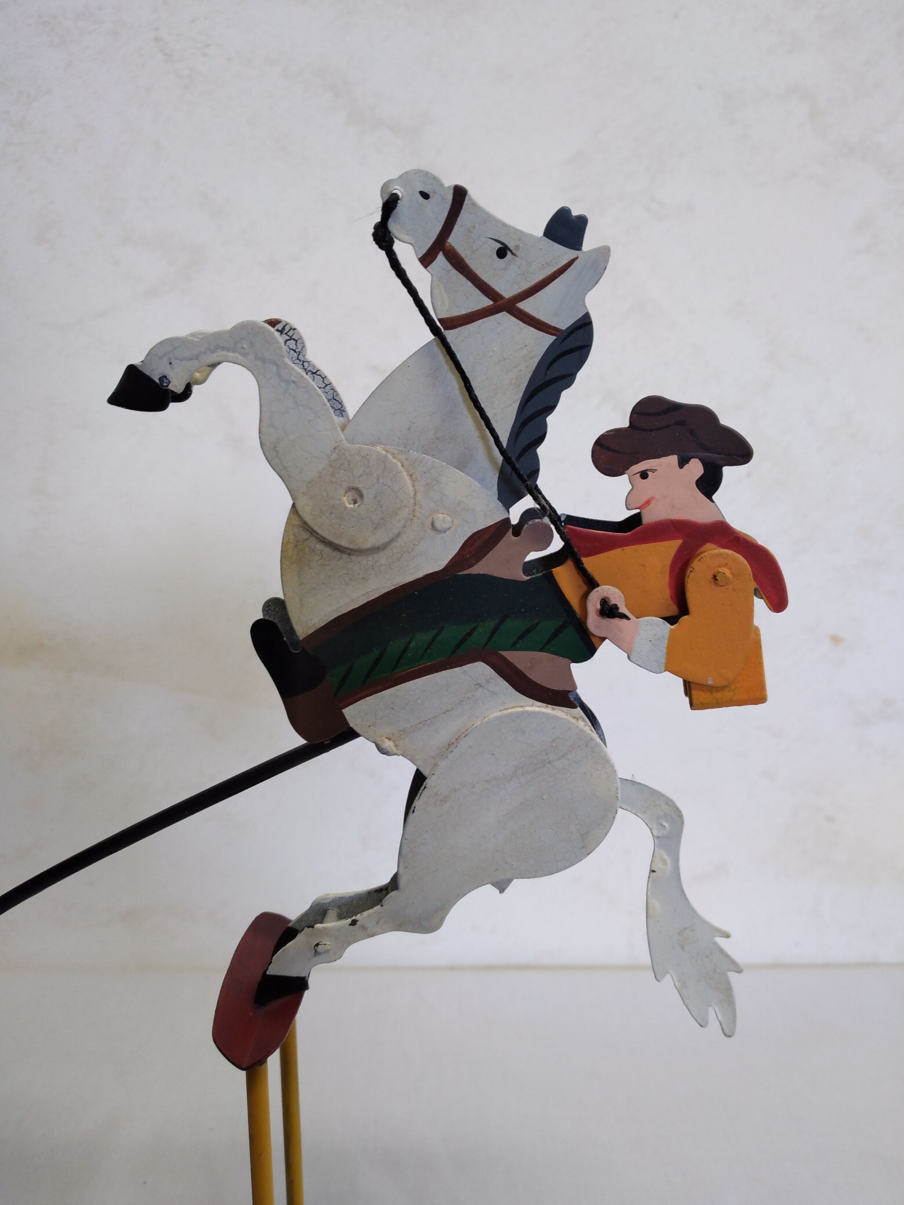 Antique metal horse balance toy