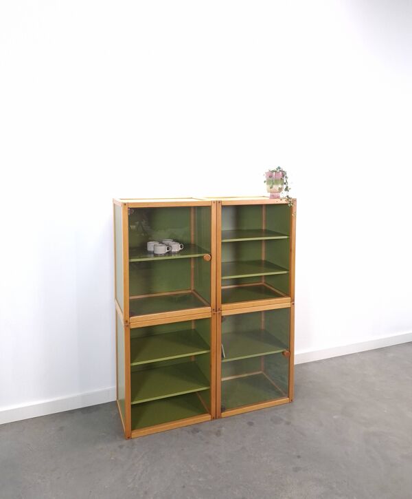 Conception du système de profil Flötotto – Module de rangement – 4 pièces – Hêtre vert, armoire