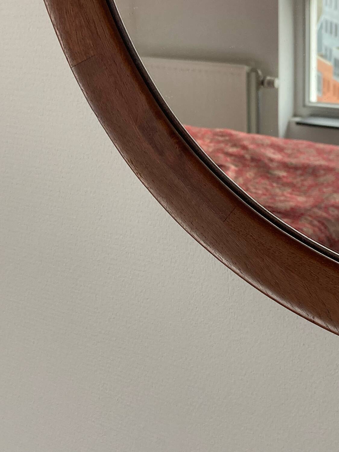Danish Teak wood Round Mirror. 1960s