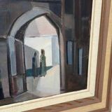 Original mid-century Swedish oil on canvas – “Entrance” by Reuben Hedin – vintage & framed – 55 × 63 cm