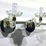 Pair of glass and mirror sconces