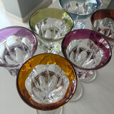 Set of 6 cut crystal liqueur glasses in colour – Bohemian style
