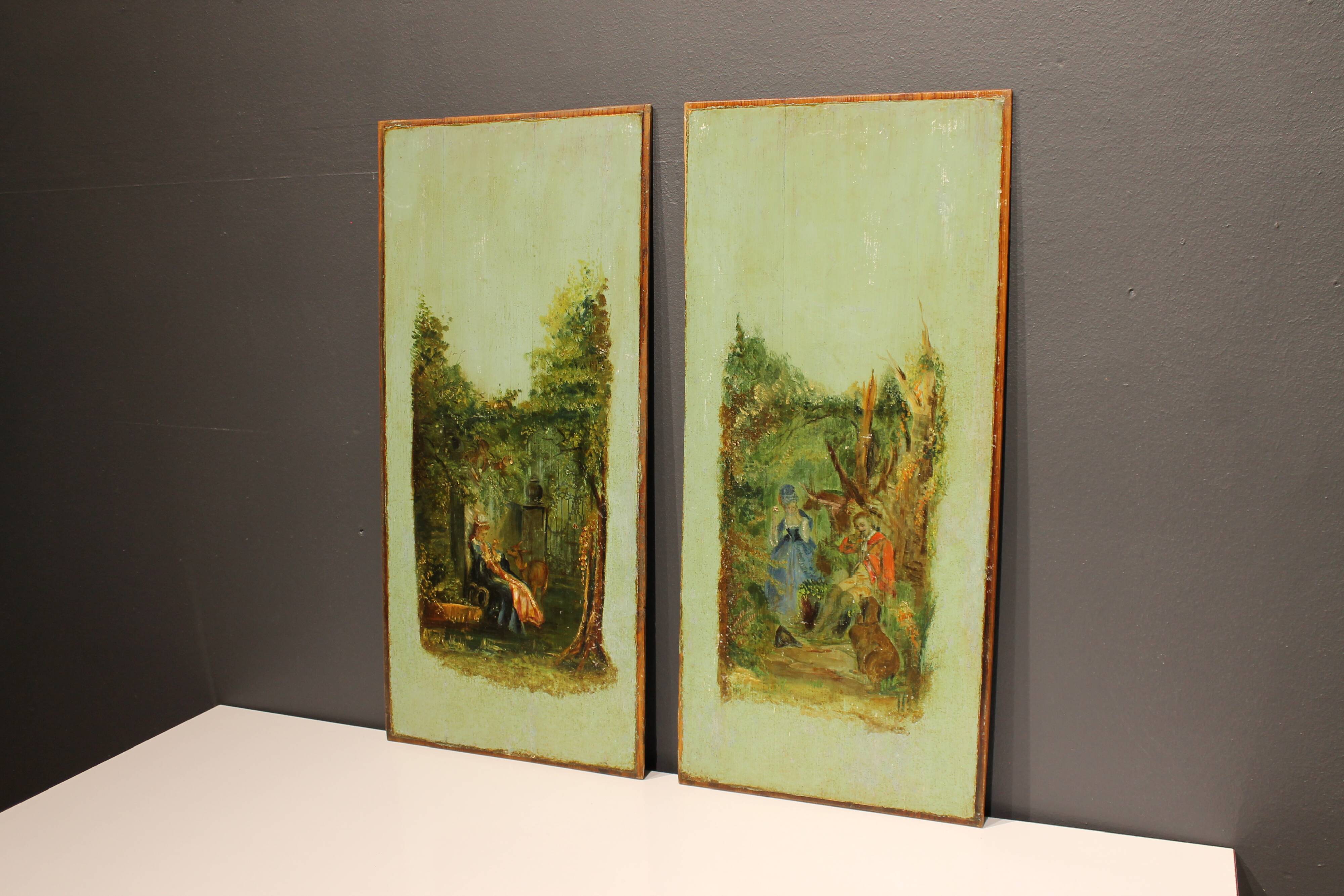 2 panneaux peinture romantique