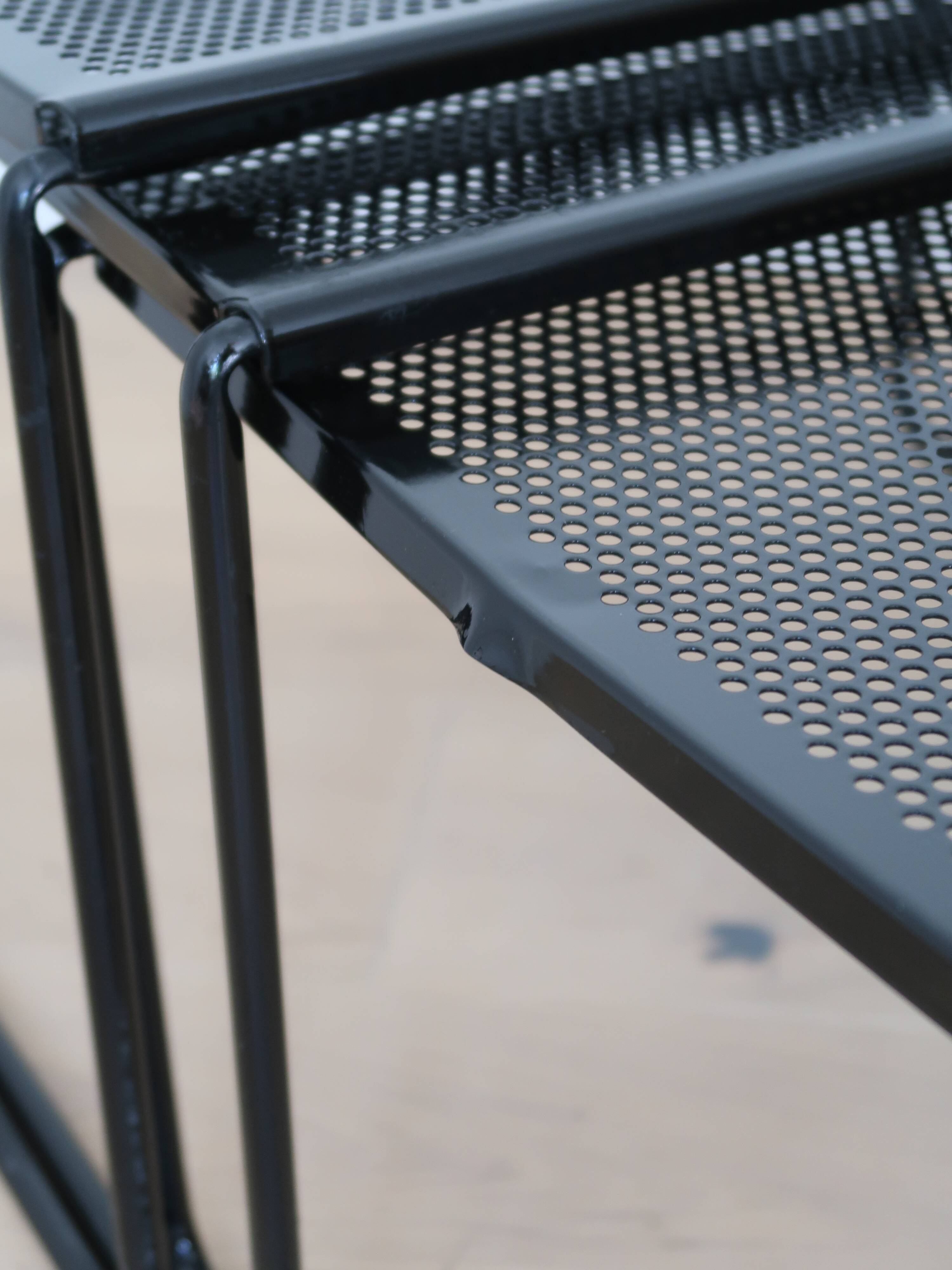 Vintage perforated metal nesting tables 80s