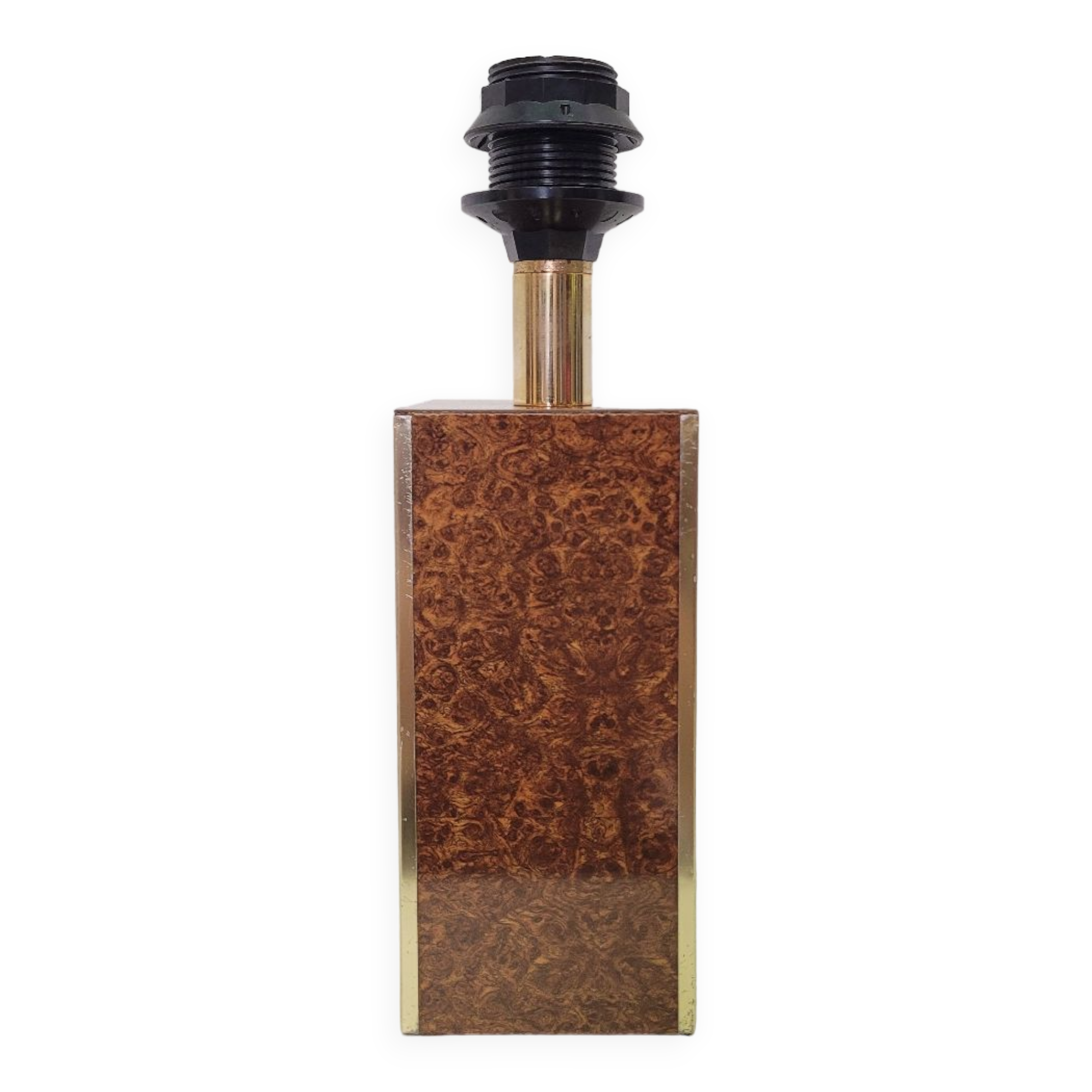 Vintage lamp in elm burl and brass from the 1970s