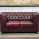 1980s Red 2-Seater Chesterfield Sofa