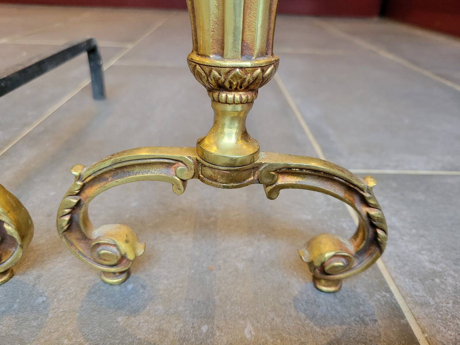 Gilded bronze andirons