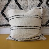 Handmade pouf cover - Size L - Handwoven from recycled cotton