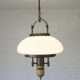 Vintage Lantern Pendant Light | Mid Century Opaline Glass Chandelier