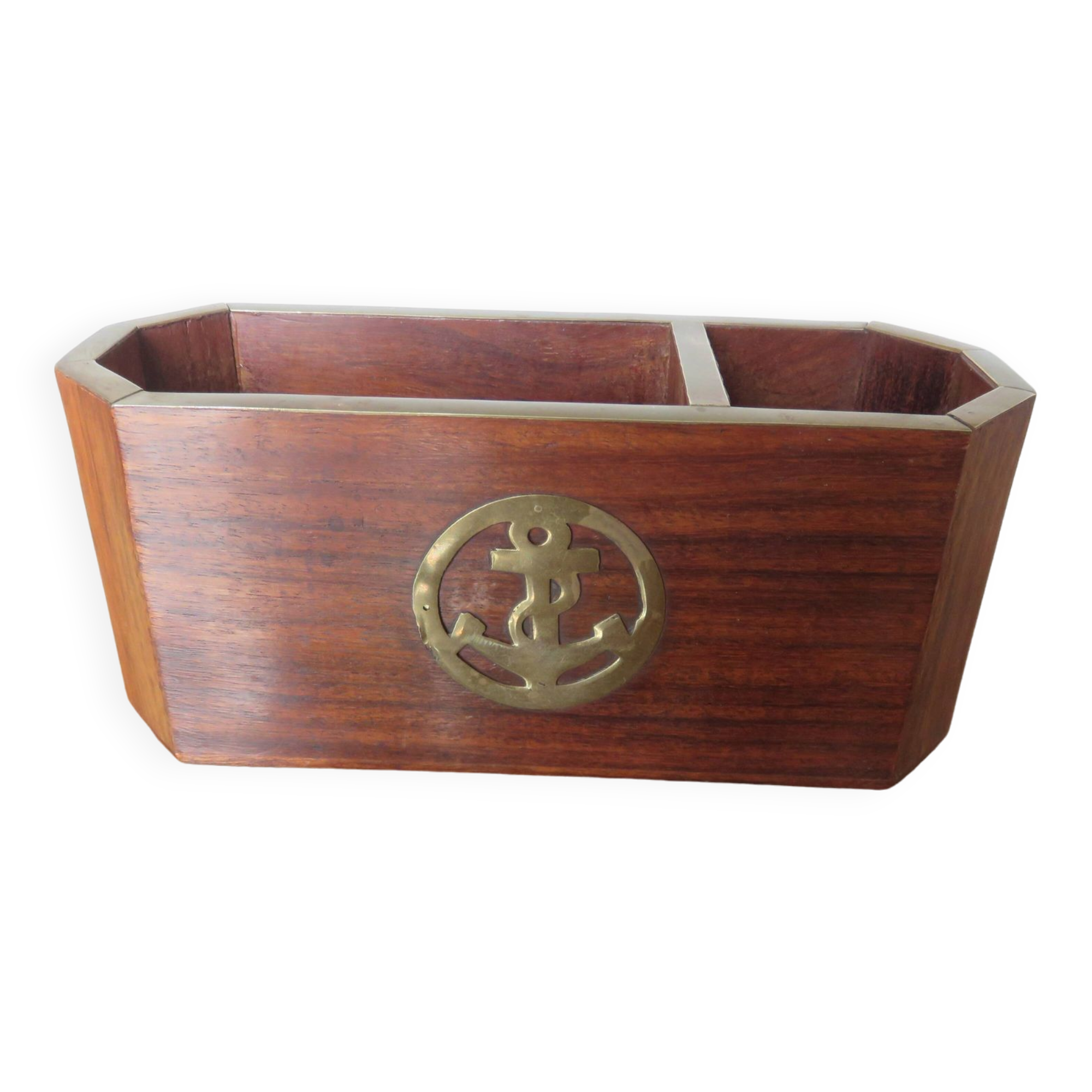 Porte crayon en palissandre et laiton 1970