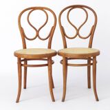 Pair Thonet Cafe-Chairs approx. 1880s - Bentwood, Cane seat weaving