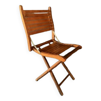 Petite chaise ancienne en bois pliante, 1940
