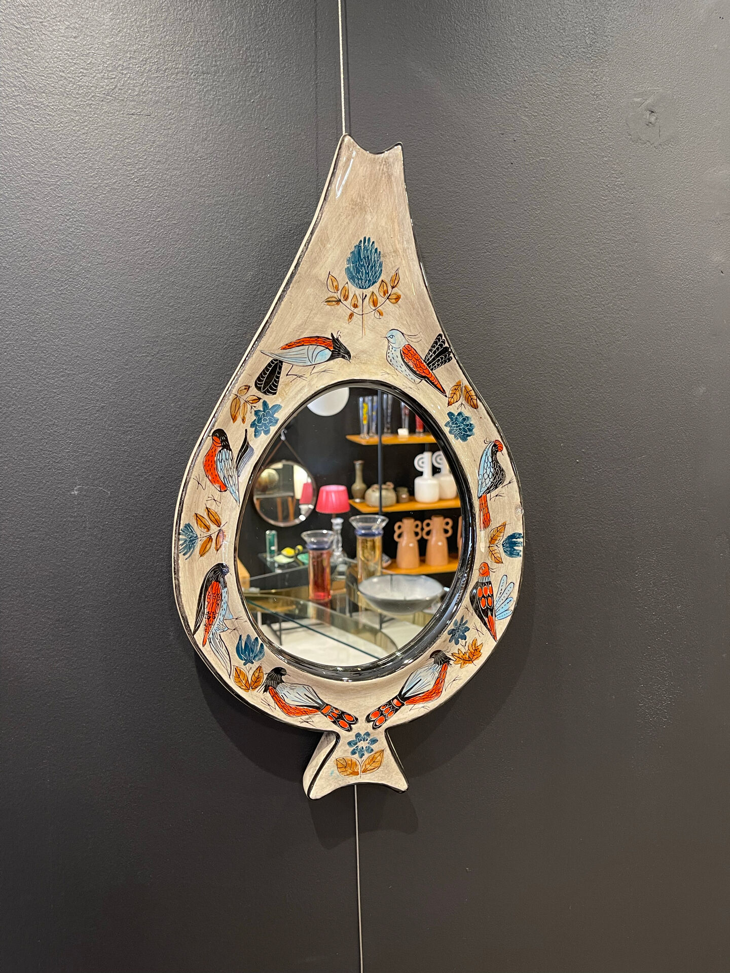 Ceramic mirror by Jean de Lespinasse 1960