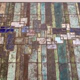 Table basse en mosaïque d'ardoise et de céramique