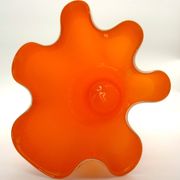 Murano handkerchief vase, blown glass, 1960s design, white and orange.
