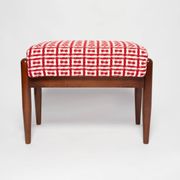 Pair of GFM mid-century stools in Dedar jacquard tweed, E. Homa, Europe, 1960s.