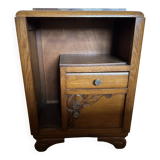 Art Deco bedside table in wood and pink marble