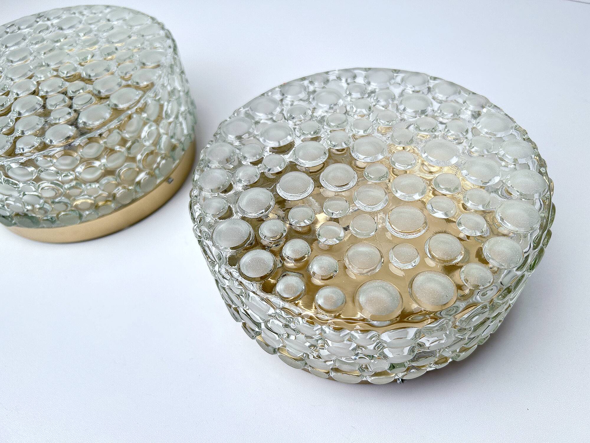 Paire d'appliques vintage en verre à bulles