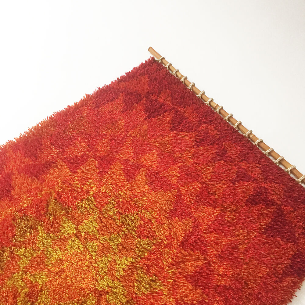 Vintage 70 s modernist handwoven Danish Wall Rug from CUM RYA, 1973