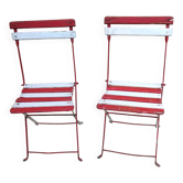 Pair of antique 1900s folding garden bistro chairs