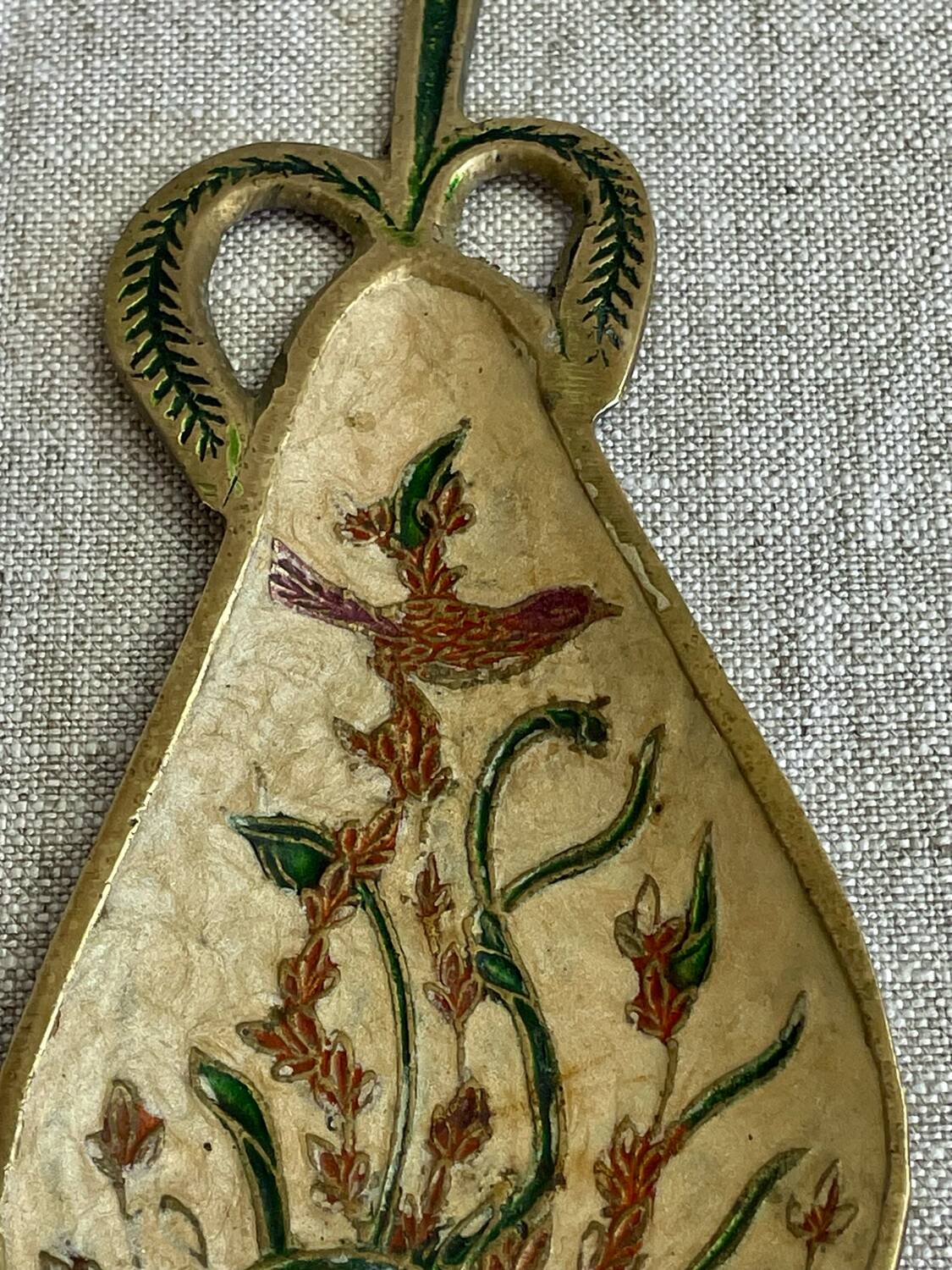 Enamelled brass pear cup