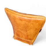 Sheep leather club chair 1970s with magazine holder